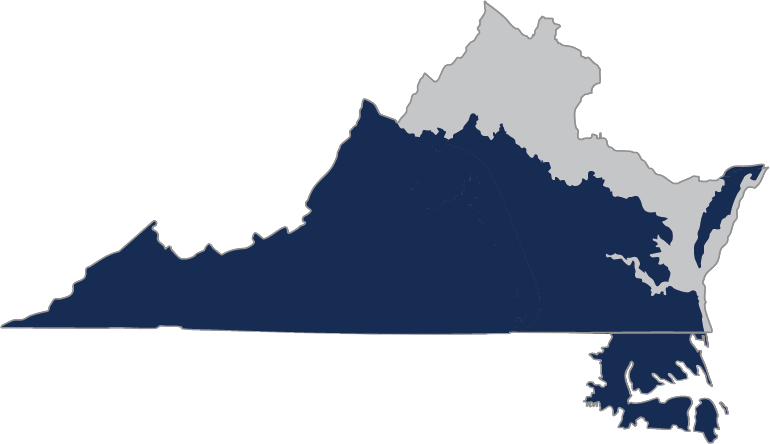 A map shows the WID Greater Hampton Roads Chapter territory, which covers most of Virginia